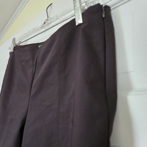 ST JOHN side-zip pants narrow leg pintuck cotton blend USAmade chocolate sz 6